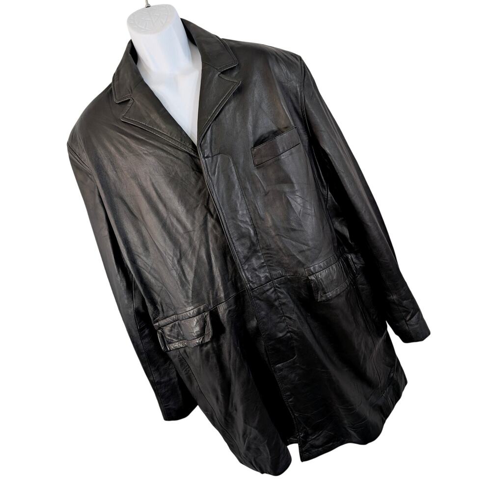 MILAN LEATHER! RICH BLACK SUPER SOFT, SUPPLE HIGH END GENUINE LEATHER COAT! XXXL
